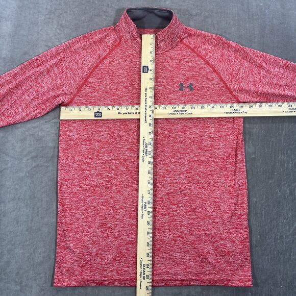 Under Armor Heat Gear Men's Small Heather Red Quarter 1/4 Zip Pullover Top Shirt - Picture 4 of 6